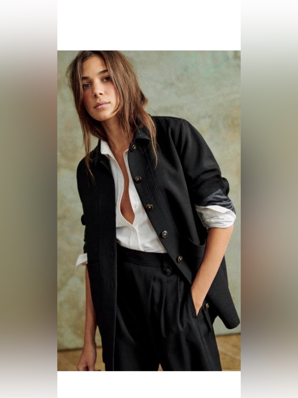Sezane Will Jacket Wool Blend Black Medium
